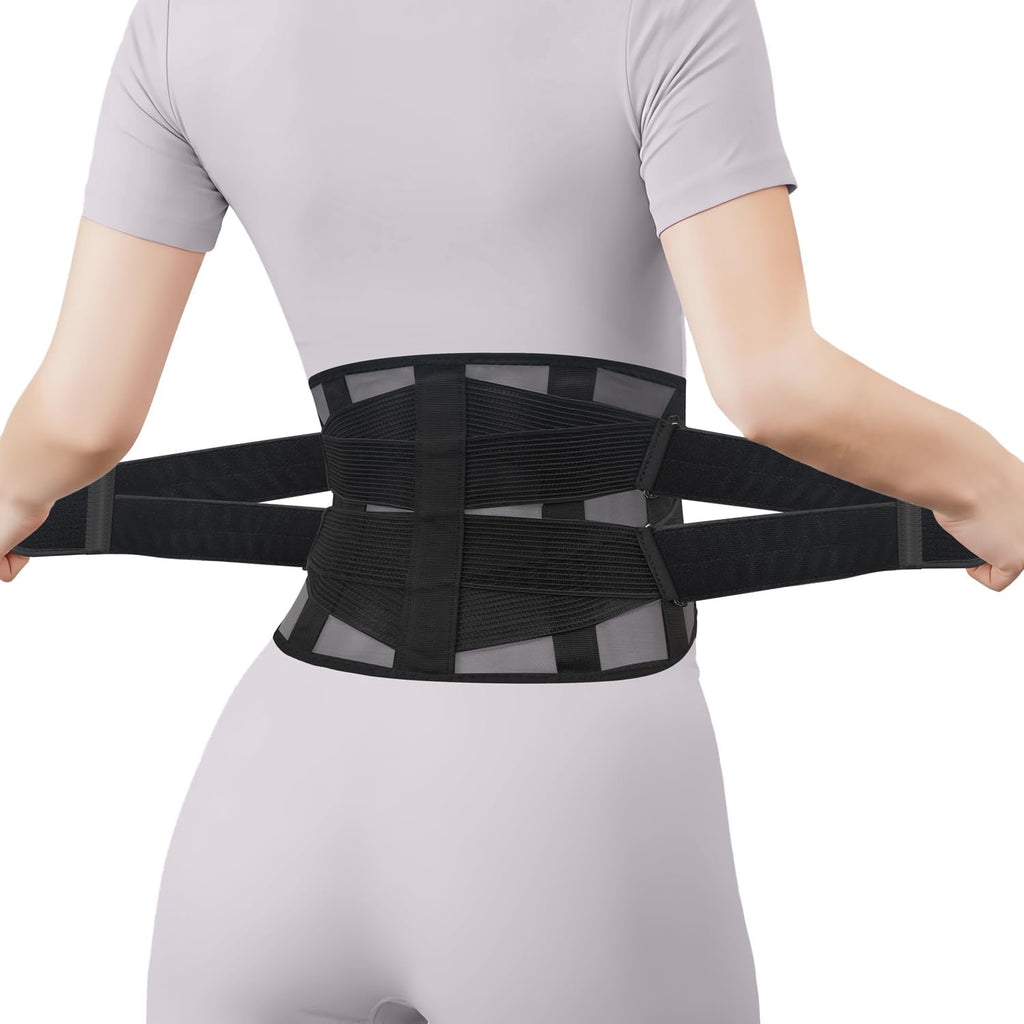 Ultra Thin Lumbar Support Brace for Women & Men – Lightweight Back Pain Relief Belt with Breathable Mesh – Slimline & Invisible Under Clothes – Sciatica & Herniated Disc Support