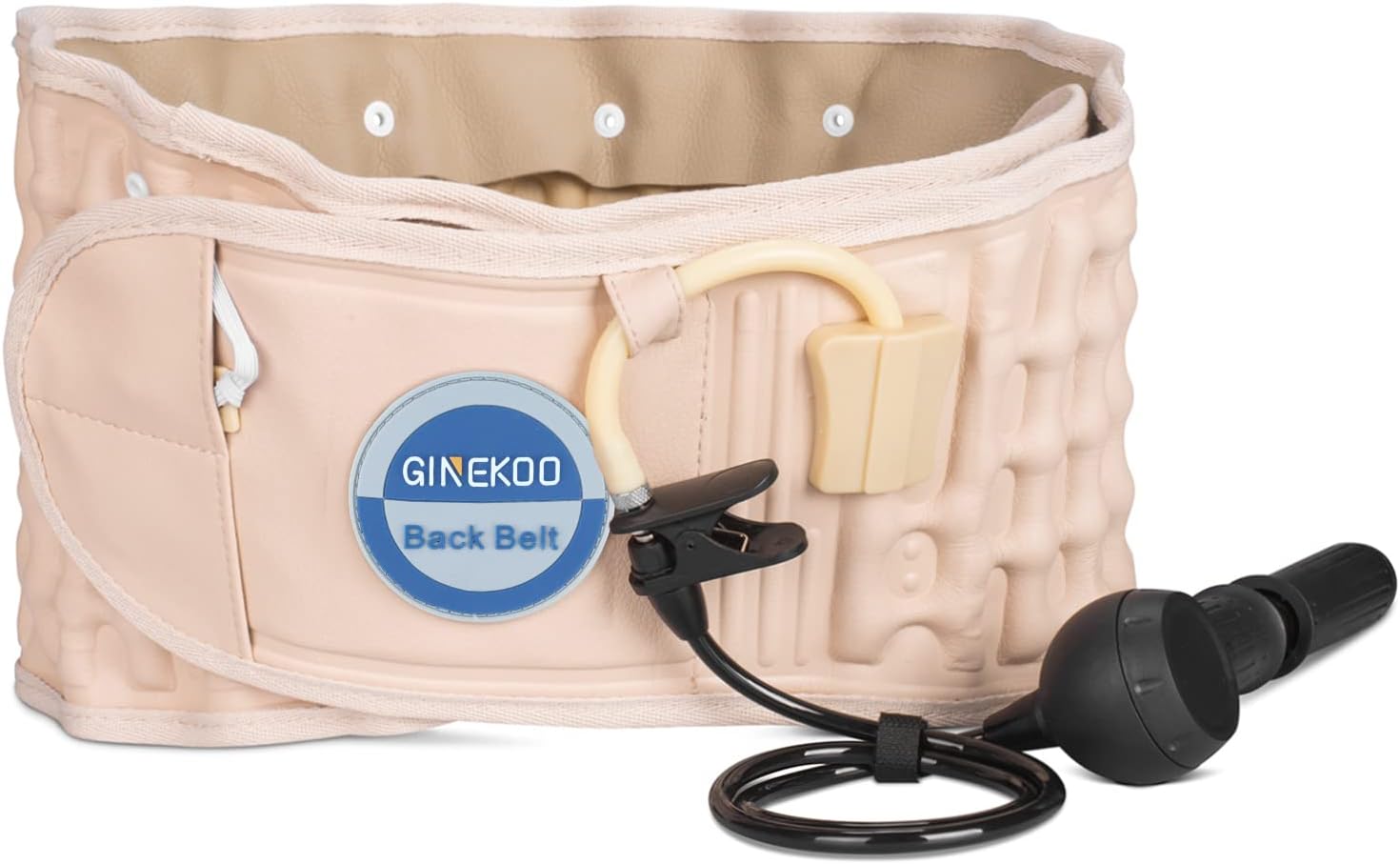 Decompression Belt - Inflatable Spinal Traction Brace for Lumbar Support and Lower Back Pain, Back Reliever for Men and Women, Beige (29-49 Inch Waist)