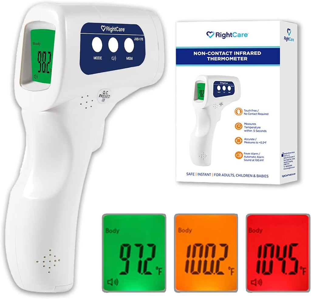 RightCare No-Touch Infrared Forehead Thermometer with Instant Results for School, Home, and Businesses, 1 Count
