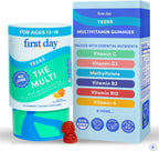FIRST DAY Vitamins for Teens - Teen Multi Vitamins for Girls & Boys 12-17, Organic Fruit & Veggie Blend - 12 Key Nutrients: Vitamins A, B1, B2, B6, B9, B12, C, D3, E, K2-30 Day Supply