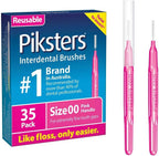 Piksters Interdental Brushes, 35 pk, Size 00, Interdental Tooth Brush for Extremely Tight Gaps, Gum Soft Bristles for Plaque Removal, Safe for Braces