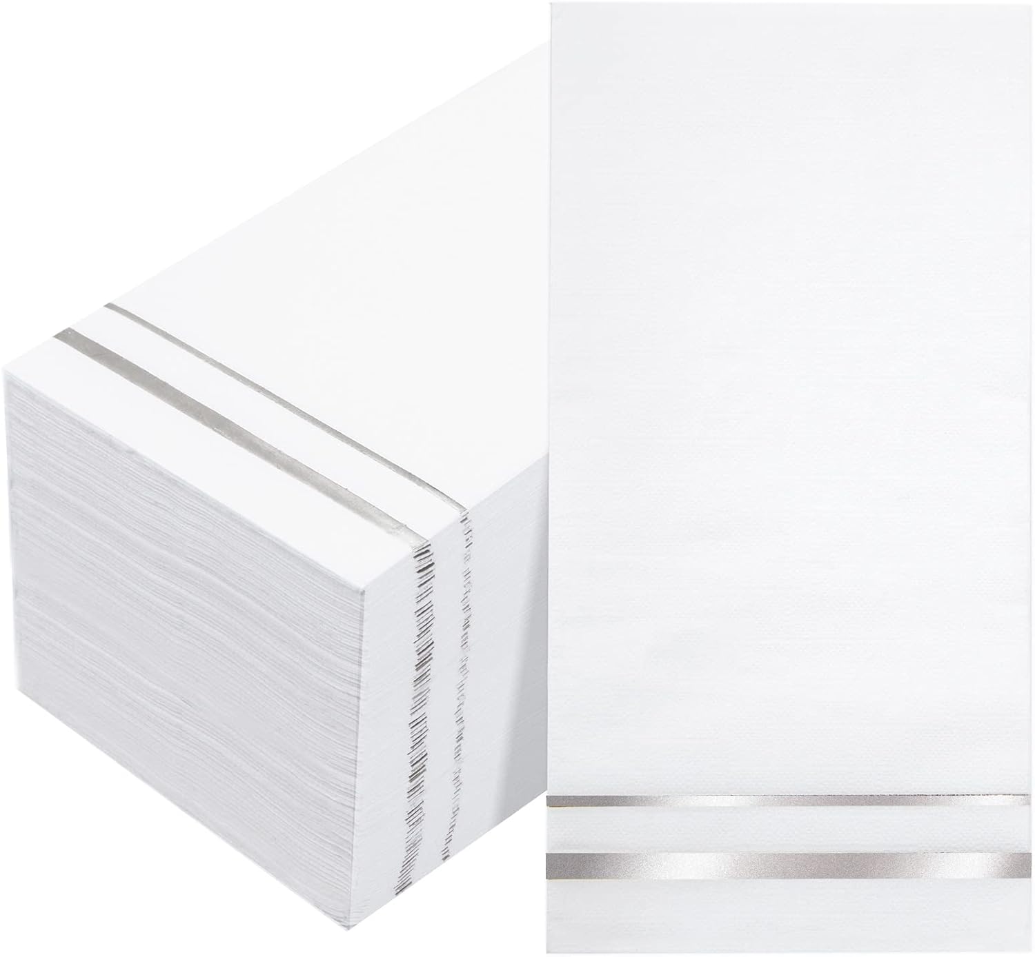 BUCLA 100-Count 3-Ply disposable Napkins - Silver Paper Napkins Disposable Premium Quality - Christmas Napkins/Dinner Napkins Disposable Soft, Absorbent for Kitchen, Parties, Weddings or Events