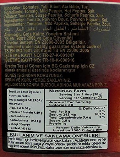 Oncu Traditional and Natural Pastes (Turkish) (Mix 3 in 1 (Hot & Mild Pepper and Tomato) Paste, 700 Gr / 24.64 Oz)