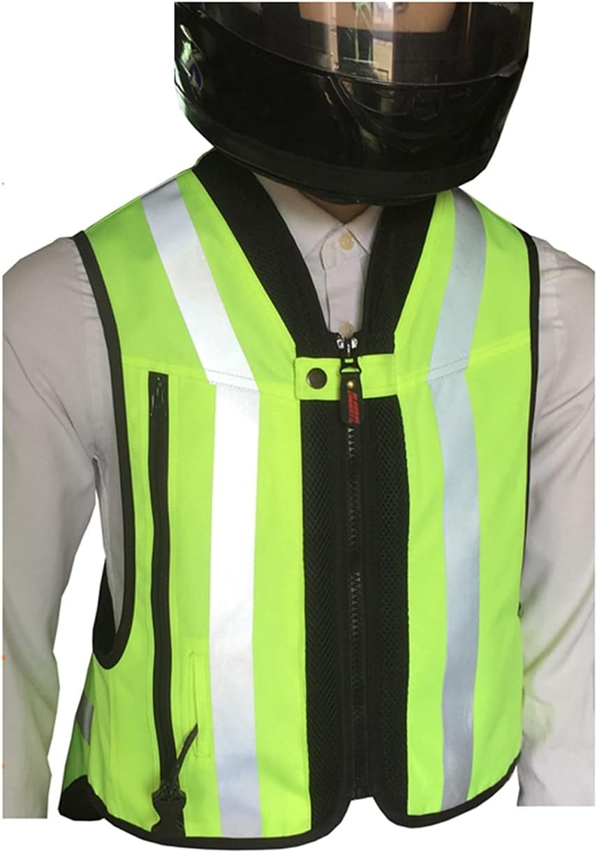 Reflective Protective Airbag Vest Motorcycle Anti-Fall Vest 600D Canvas Fabric, Wear-Resistant and Breathable Washable (No CO2 Gas Cylinder) (Color : D Green, Size : X-Large)