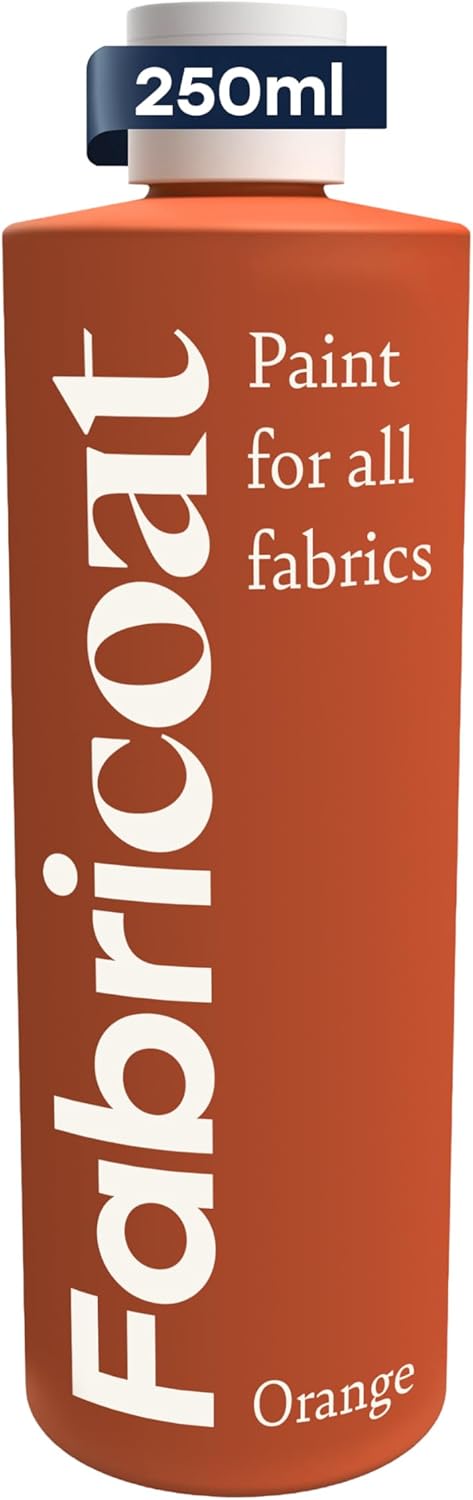 Fabricoat Fabric Upholstery Paint & Dye - 250ml / 8.5 Fl Oz Orange - Restore or Change Color of Couches, Chairs, Upholstery, Car Interiors, Clothing - Soft, Flexible Finish