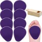 Mepase 8 Pieces Gel Ball of Foot Cushions Metatarsal Pads for Women and Men Gel Ball of Foot Soft Metatarsal Cushioning Pain Relief with 1 Wood Box Storage(Purple)