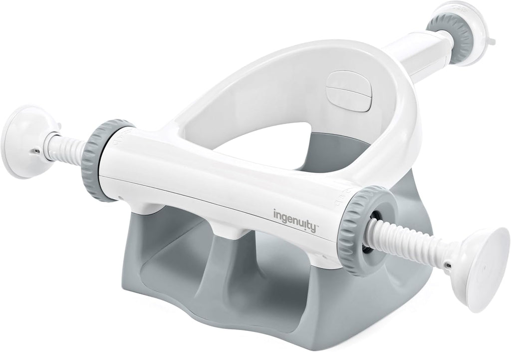 Ingenuity My Bath Seat for Sit-Up Baby Bathing, Sure & Secure Suction Cups, ASTM Safety Tested & Approved, Backrest for Assisted Sitting, Easy Setup & Storage, Gray