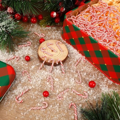 80pcs Mini Christmas Candy Cane for Crafts Fake Candy Canes Ornaments Decorations Xmas Table Scatters Red and White Candy Vase Filler for Decorations Party