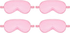 Silk Sleep Eye Mask 4 Pack Mulberry Silk Sleep Mask Eye Cover Blindfold with Elastic Strap Cute Satin Soft Eyeshade Masks for Women Night Sleeping Travel Nap (Pink)