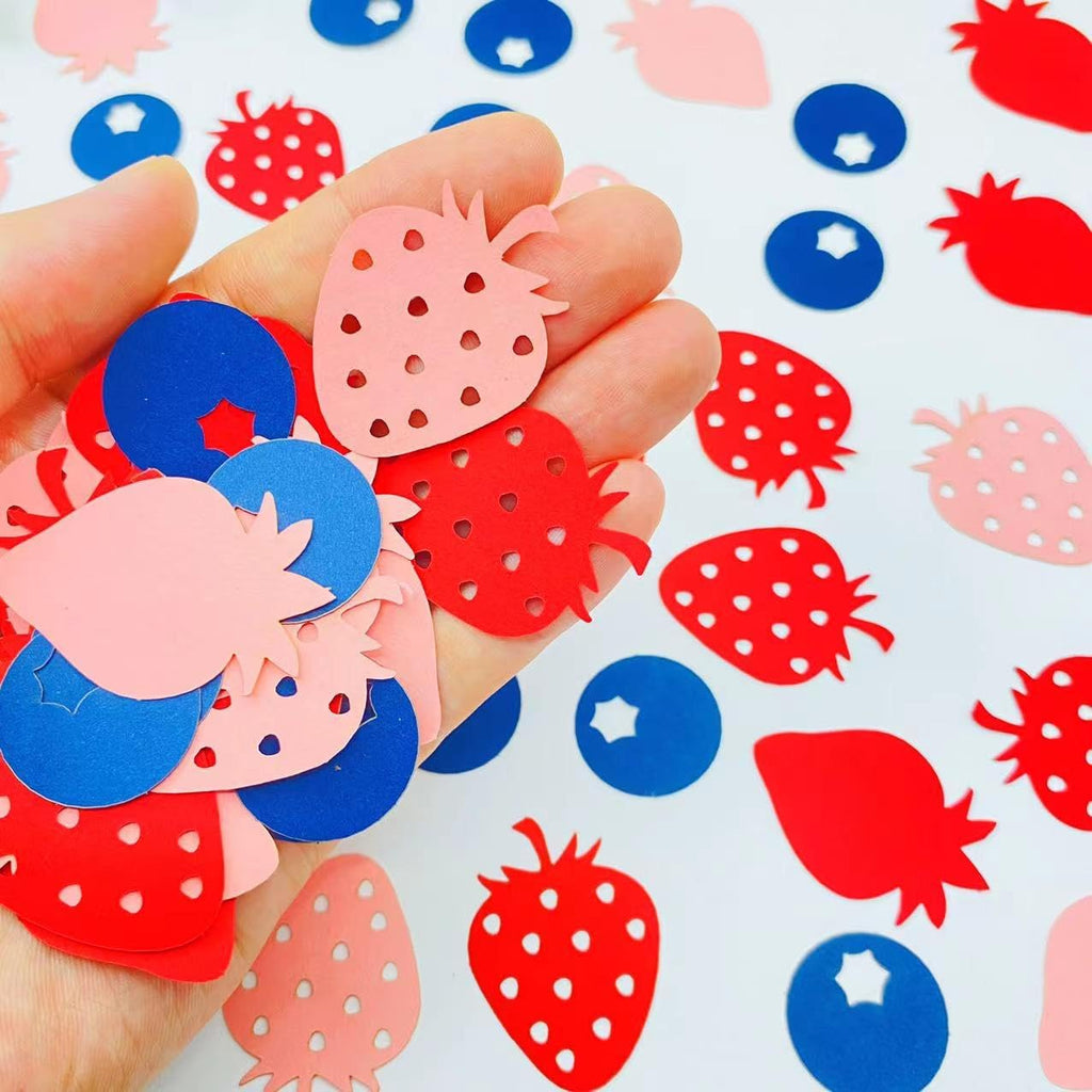 100PCS Strawberry Confetti Red and Pink Strawberry Table Confetti for Birthday Baby Shower Strawberry Theme Party Decoration Supplies