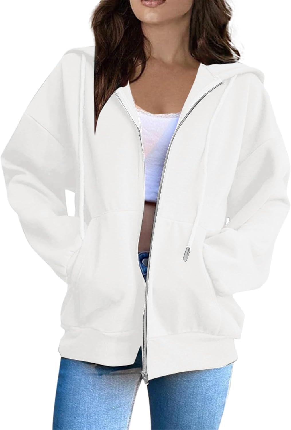 Zip Up Hoodie Women Oversized Long Sleeve Sweatshirt Casual Comfortable Fashion Pullover Jacket 2025 Autumn Winter Clothes