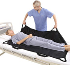 Multipurpose 55" x 36" Positioning Bed Pad with Reinforced Handles - Reusable & Washable Patient Sheet for Turning, Lifting & Repositioning - Double-Sided Nylon Fabric, Black