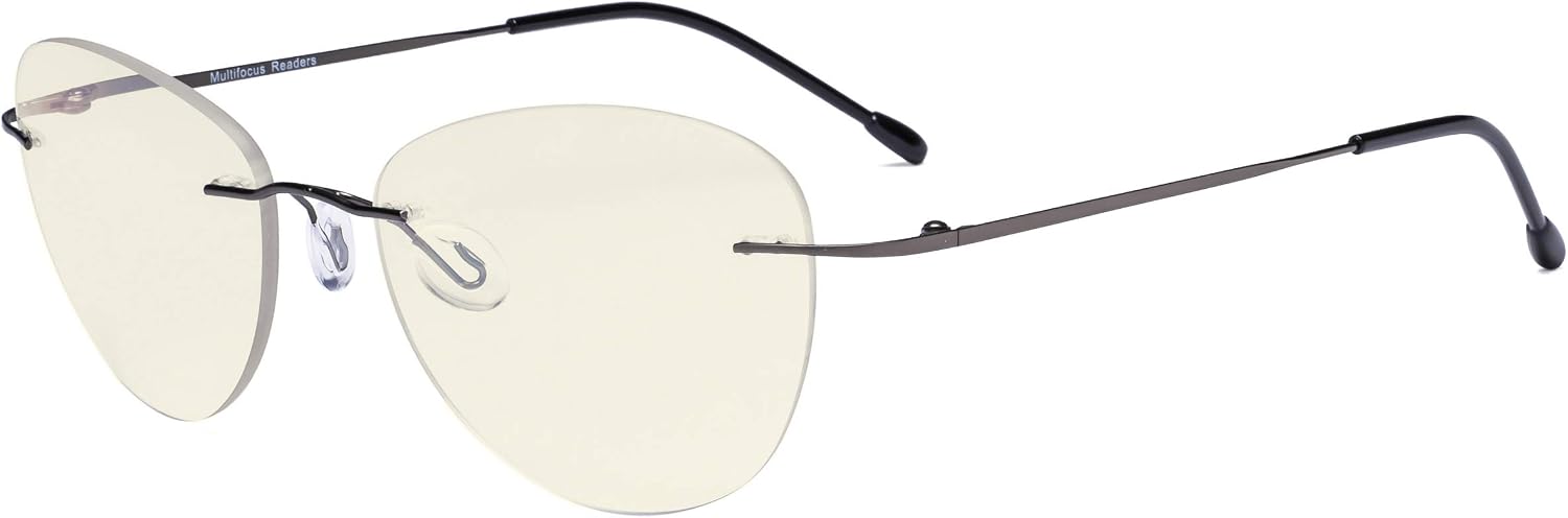 Eyekepper Rimless Progressive Glasses Multifocus Readers Blue light Filter Pilot Reading Eyeglasses Women