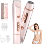 Bikini Trimmer for Women – Gentle Electric Razor for Sensitive Areas, Waterproof USB-C Rechargeable Shaver for Body & Face, Stocking Stuffers Holiday Gift (Petal Pink with LED)