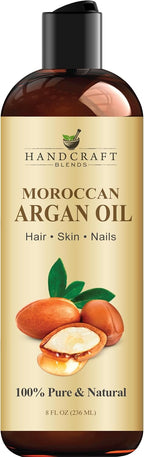 Handcraft Blends Moroccan Argan Oil - 8 Fl Oz - 100% Pure and Natural - Premium Grade Carrier Oil for Skin and Hair - Hair and Body - Massage - Cold-Pressed