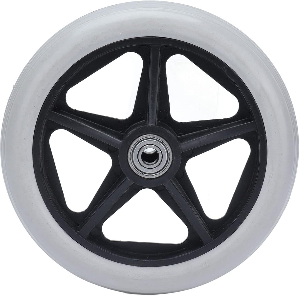 6in 5 Hole Solid Wheel, PU Wheelchair Rollator Caster Hub Replacement 608ZZ Metal Bearing for Wheelchairs, Rollators, Walkers