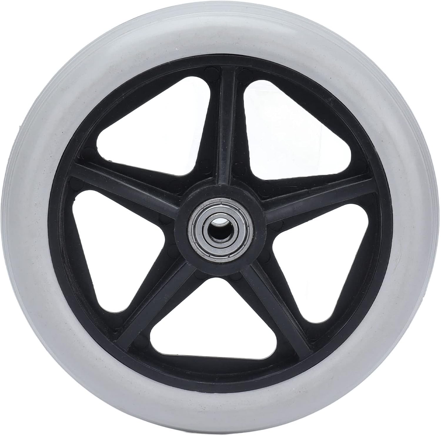 6in 5 Hole Solid Wheel, PU Wheelchair Rollator Caster Hub Replacement 608ZZ Metal Bearing for Wheelchairs, Rollators, Walkers