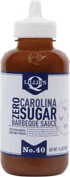 Lillie's Q - Zero Sugar Carolina BBQ Sauce, Gluten-Free, Non-GMO, No Preservatives, Sugar-Free, Low Calorie, Gourmet Vinegar Barbeque Flavor (13.6 oz)