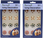 Oasis Supply, Edible Fun Shapes | Sugar Hand Painted Cake, Cupcake Toppers | Sports/Athletics | Sports Ball Assortment 24 Pack
