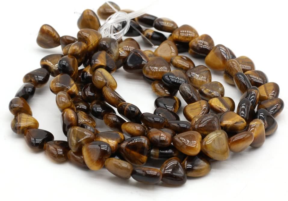 Natural Stone Beads Polished Heart Shape Mixed Tiger Eye Stone Charms for Jewelry Making Necklace Bracelet 2 Strands