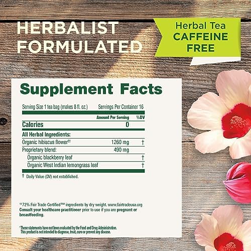 Traditional Medicinals Organic, Hibiscus Tea - Supports Normal Heart Health & Cardiovascular Wellness - Kosher, Non-GMO, Caffeine-Free, Compostable - 16 Tea Bags