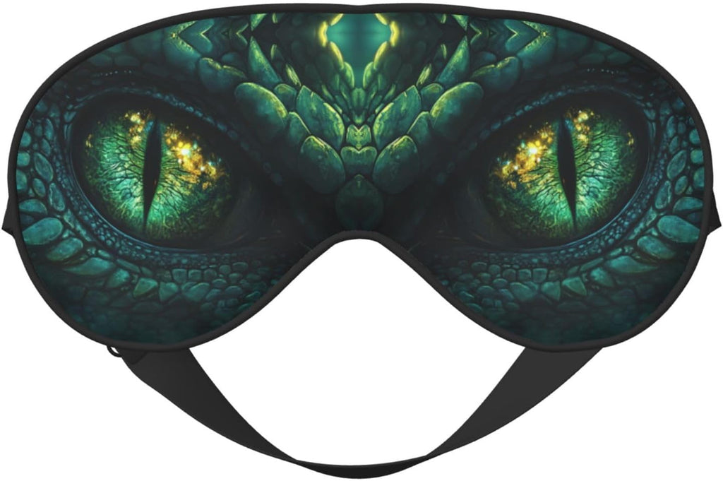Abstract Green Dinosaur Eyes Sleep Mask Eye Mask with Adjustable Strap Eye Sleep Shade Cover Blocks Light for Women Men Airplane Travel Nap