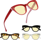 Eyekepper 4 Pack Oversized Blue Light Filter Glasses Women Cat Eye Computer Reading Glasses Yellow Tinted +1.50