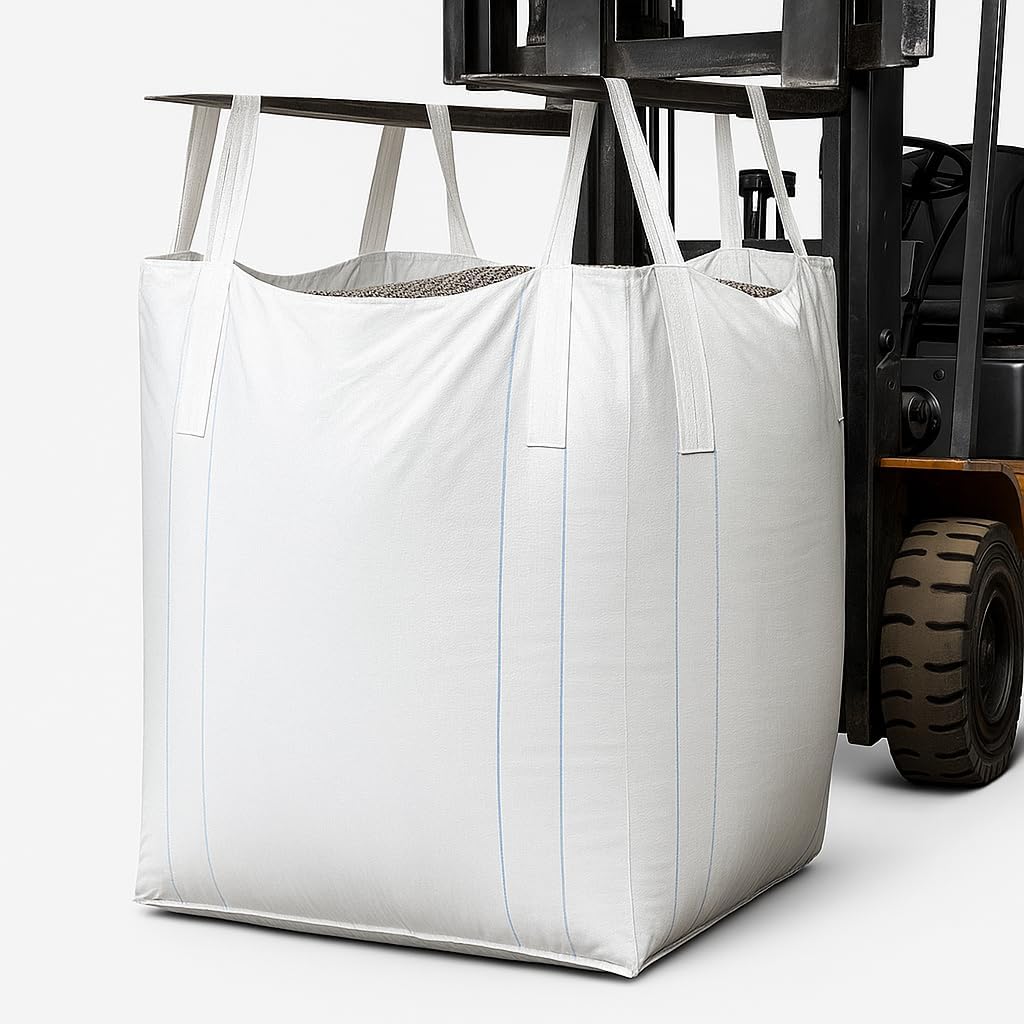 1 Pack FIBC Super Sack Bulk Bag, Industrial Strength 1 Ton Grain Gravel Hauling Bags & Sacks 35×35×43 in 2200 lb SWL, Duffle Top Flat Bottom, Polypropylene Agricultural Storage Transport.