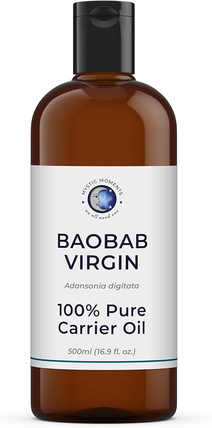 Mystic Moments| Baobab Virgin Carrier Oil 500ml (Adansonia digitata) | Deeply Nourishing Moisturising Treatment for Skin & Hair | Lightweight Natural Beauty for Hydration, Massage & DIY Skincare