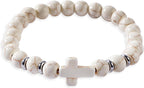 Cross Birthstone Gemstone Beaded Stretch Protection Bracelet for Man Woman, Handmade Healing Stone Chakra Beads Elastic Bracelets Accessories Fashion Jewelry Gift.