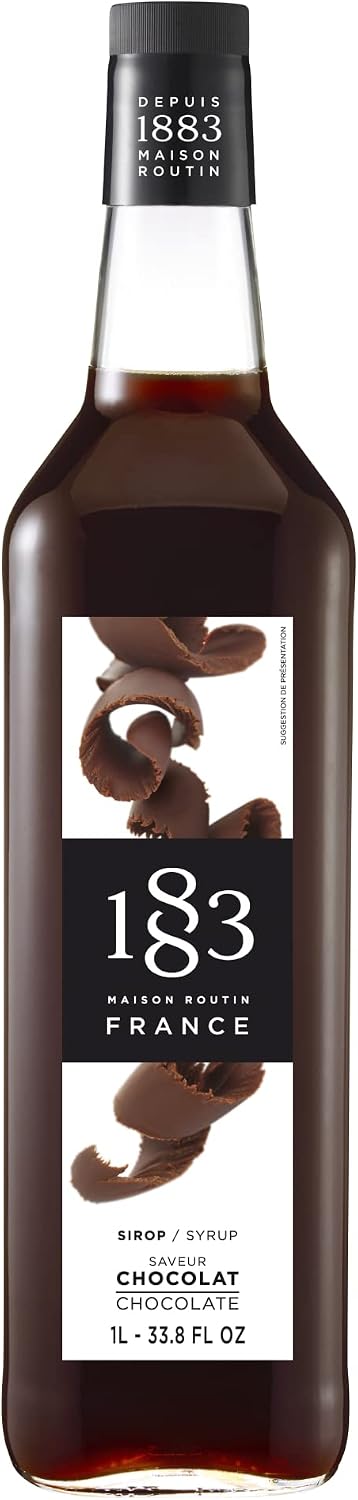 1883 Chocolate Syrup for Drinks, Made in France, 1 Liter Glass Bottle