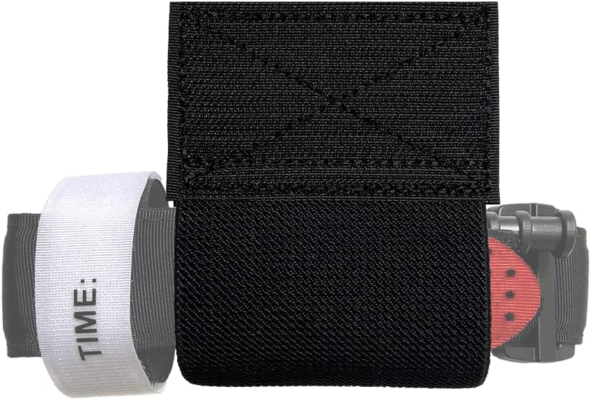 Elastic Tourniquet Holder with Hook & Loop Tourniquet Strap Storage Holster with Retention Loop for Duty Vest Chest Rig Tactical Competition Belt