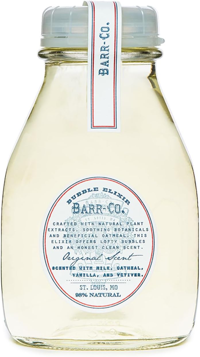 Barr-Co. Original Scent Bubble Bath Elixir, Vanilla Coconut Bath Soap with Oatmeal and Vetiver, Relaxing Bath Products for Women & Men, Natural Bath Soak, 16 fl oz