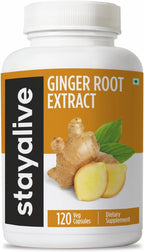 STAY ALIVE Pure Ginger Root Capsules 1000mg, 10:1 Extract Powder with 5% Gingerols, 120 Pills, Extra Strength Root Powder, Vegan, Non-GMO and Gluten-Free Ginger Supplement