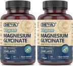 DEVA Vegan Magnesium Glycinate 300mg per serving with Trace Minerals, Higher Absorption, Chelated Magnesium, 90 Tablets (Pack of 2)