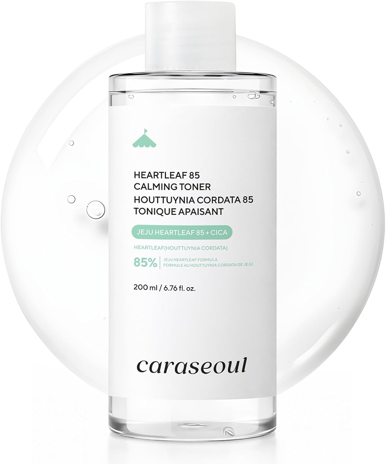 caraseoul Heartleaf 85 Calming Toner for Face, 85% Heartleaf Extract, Hydrating Korean Toner, JeJu Houttuynia Cordata Extract, for Sensitive Skin, PH Balanced, Korean Skin Care, Vegan 200ml/6.76fl.oz.