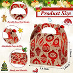 TaoBary 24 Pcs Christmas Goody Candy Boxes Cardboard with Handles 3D Christmas Favor Boxes with Vibrant Print for Party Gifts Candy Chocolate Treats and Cookies Favors (Classical Style)