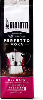 Bialetti - Perfetto Moka Delicato: Light Roasting Ground Coffee, Flowers and Dried Fruit Aroma, 8.8 Oz - 250g, Bag with Flavour-Saving Valve