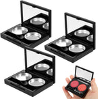 FRCOLOR 3Pcs Empty Eyeshadow Cases Plastic Square Makeup Palette Containers for Highlight Blush Powder Sample Storage 2.44X1.81X0.39 Inch Compact Travel Cosmetic Organizer