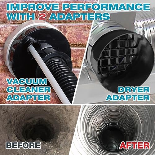 Sealegend 50-Pieces 35-Feet Dryer Vent Cleaner Kit, Dryer Cleaning Tools, Include Omnidirectional Blue Dryer Lint Vacuum Attachment, Dryer Vent Brush, Universal Vacuum & Dryer Adapters