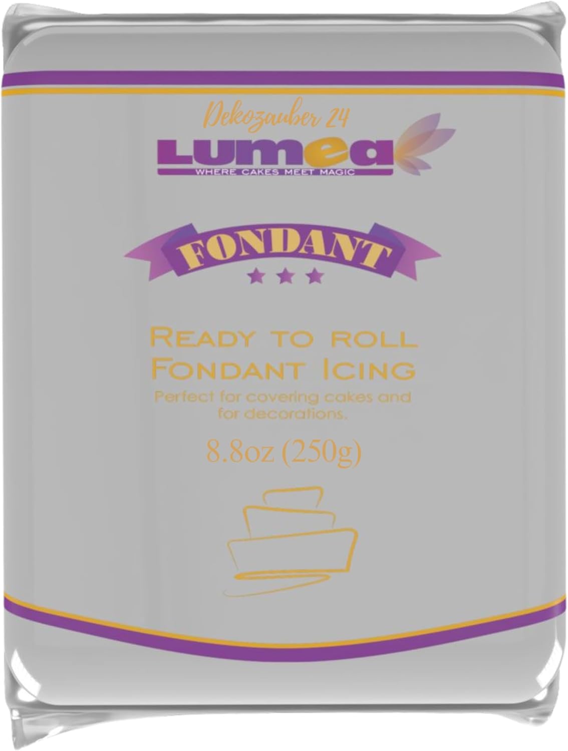 Dekozauber24 Fondant silver, 8.8oz, for cakes and figurines, vanilla taste, fondant icing ready to roll
