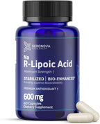 Geronova Research Bio-Enhanced R-Lipoic Acid, 600 mg Dose - 1 Month Supply - Stabilized R Alpha Lipoic Acid with Enhanced Absorption - R Lipoic Acid Supplement - 60 Capsules