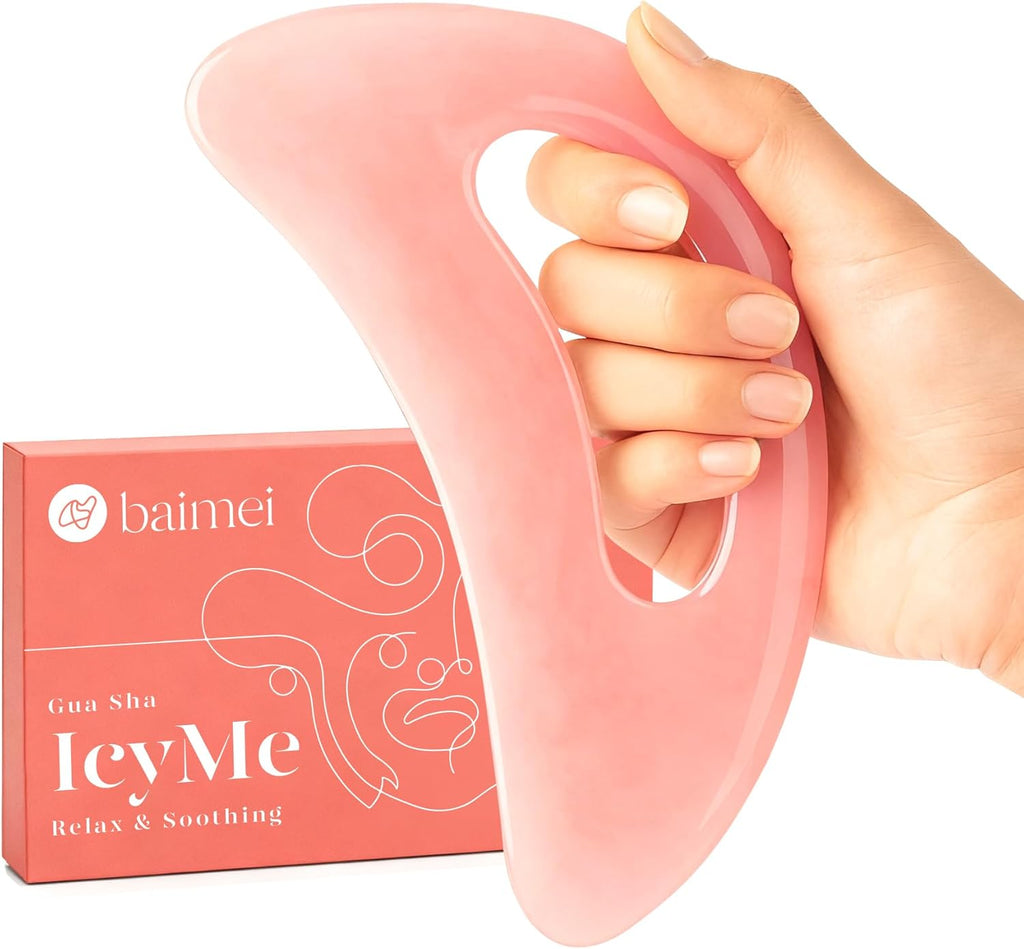 BAIMEI IcyMe Gua Sha Tools Face Massager for Skin Care, Relaxation and Reduce Wrinkles Puffiness Skin Care Tools, Self Care Gift for Men Women -Pink