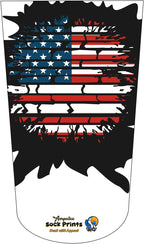 Heal with Appeal Amputee Sock American Flag Circlular Broken Wall Black V1, 3PLY Residual Wound, Over Shrinker Sock
