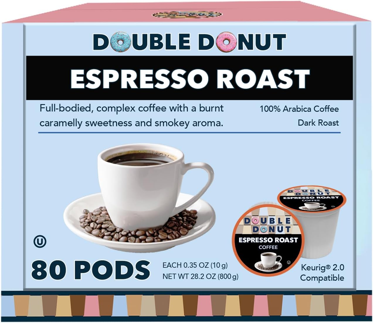 Espresso Coffee Pods (80 Pack) Dark Espresso Roast Coffee, Single-Serve Pods for Keurig K Cup Brewer Machines