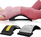 Back Stretcher with Lumbar Support Board for Back Pain Relief - Dual-Sided Adjustable Spinal Decompression & Cracker Device (Yellow)