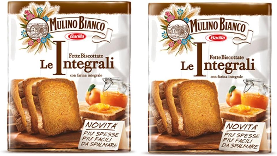 Mulino Bianco: " Le Integrali " Fette Biscottate 48 count - Rusks integrals. Italian Toast - 16.68 Oz (473g) Pack of 2