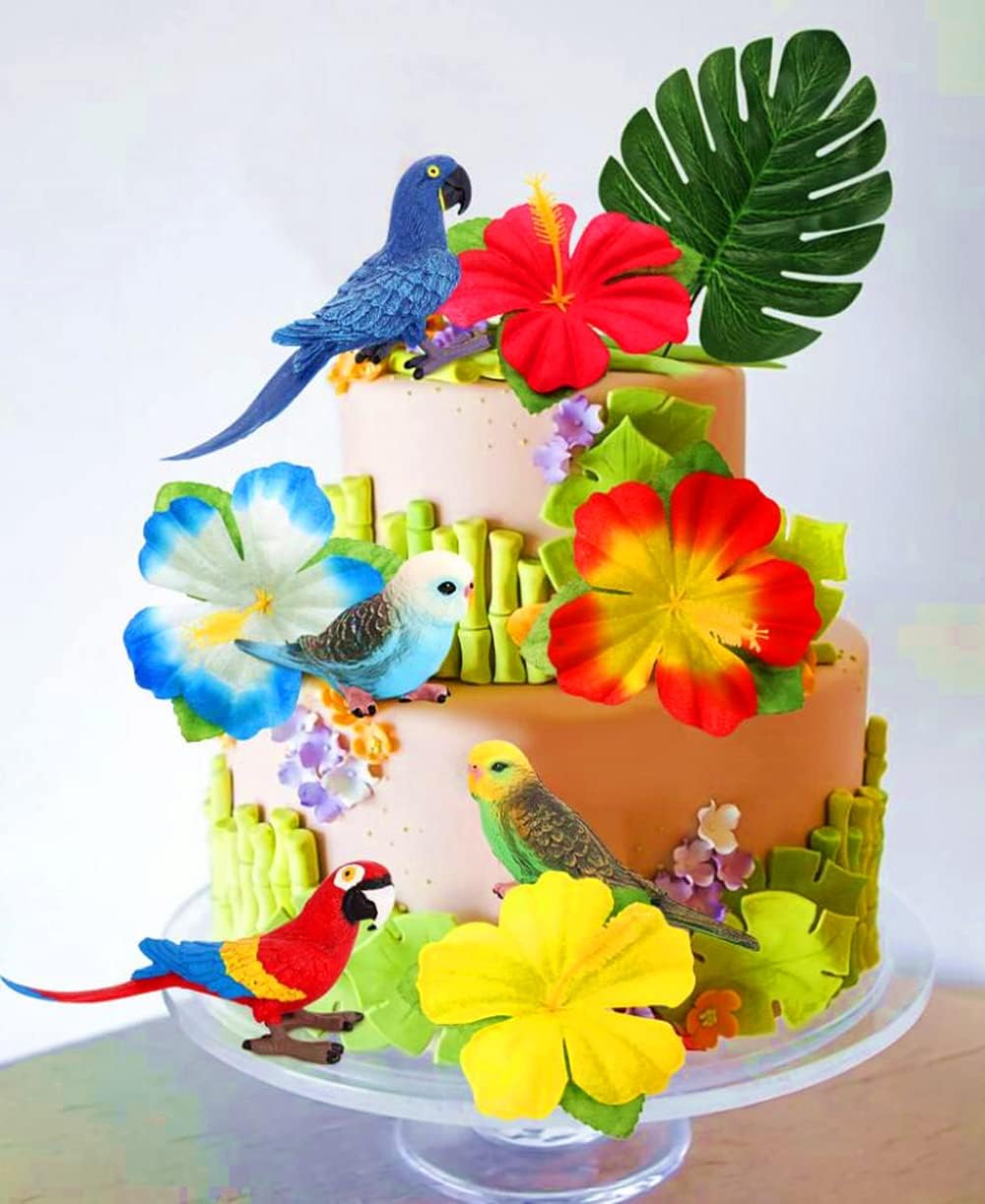 JeVenis Parrot Birthday Cake Decoration - Tropical Bird Cupcake Decoration - Parrot Party Supplies