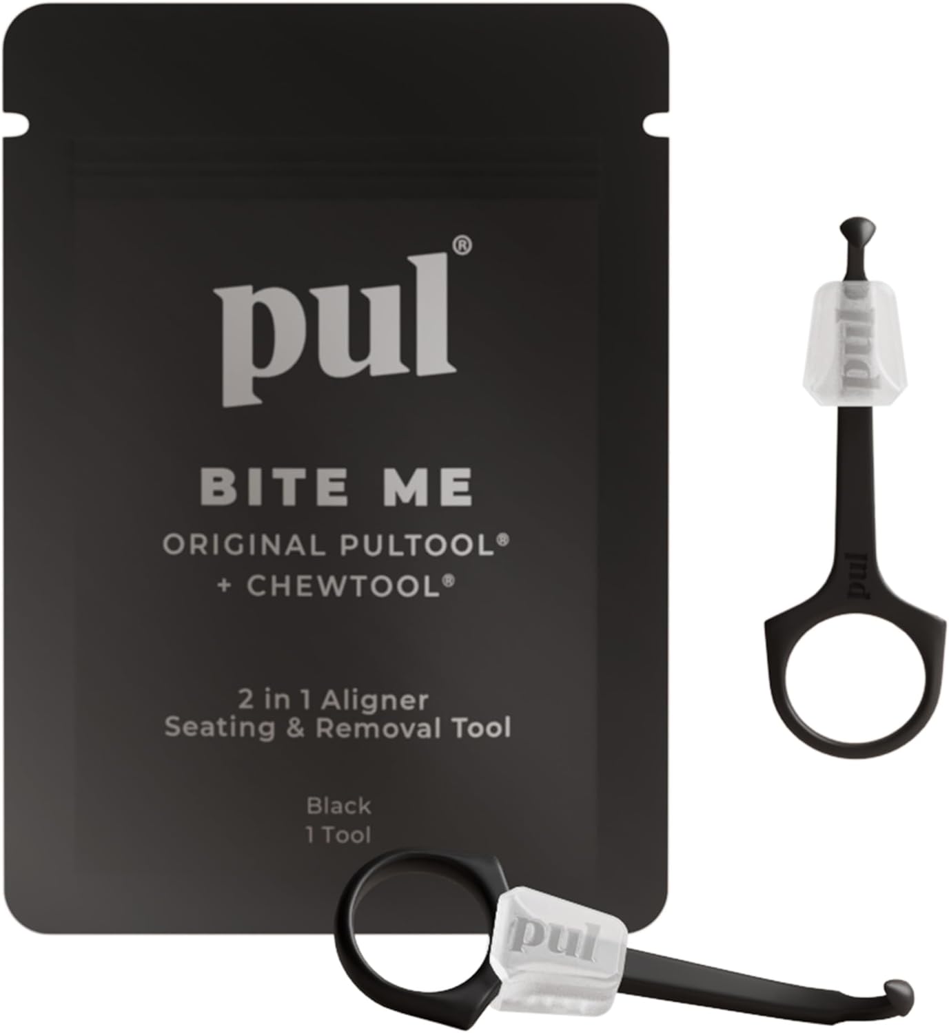 PUL 2-in-1 Aligner Removal Tool and Chewies for Invisalign Aligners, Retainers and Trays - Patented Invisalign Remover Tool for Easy Removal & Secure Fit - Pack of 2, Black