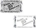 25th Anniversary Miniatures Candy Bar Wrapper, (Set of 60) Mini Candy Chocolate Bar Stickers; Silver and White, Candy Not Included. Made in USA